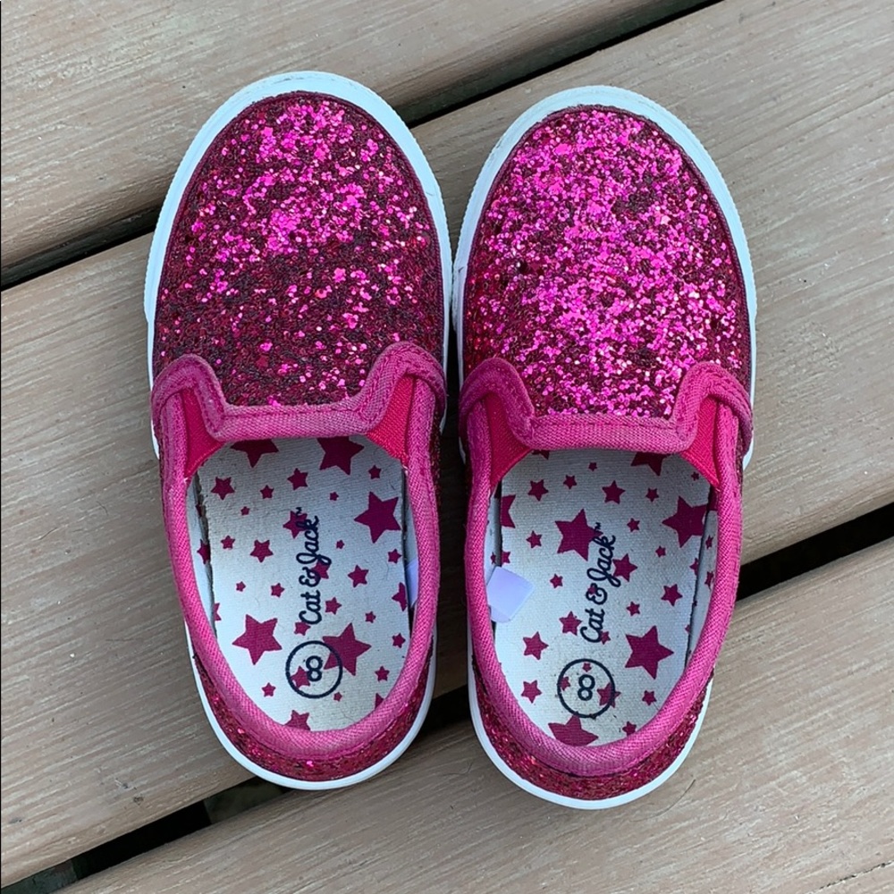 Cat & Jack sparkle slip ons Size 8